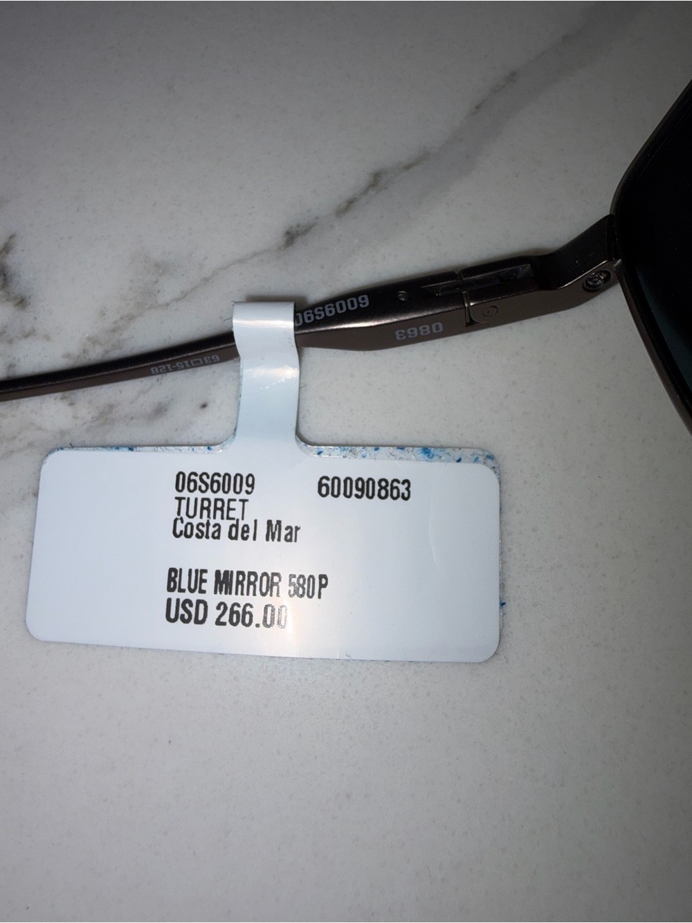 Costa Del Mar Turret Sunglasses Matte Gunmetal Blue Mirror 580P Polarized NWT - Picture 5 of 5
